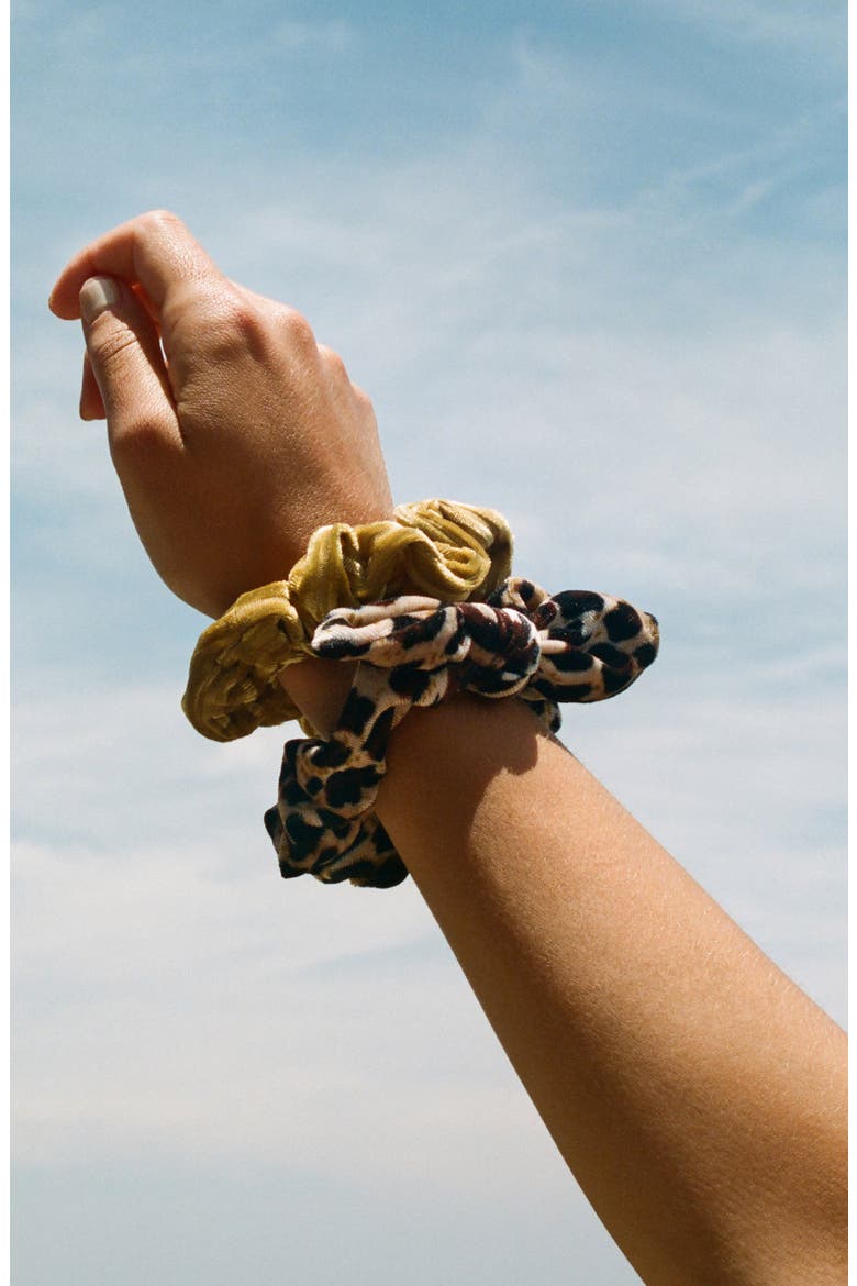 x Claudia Sulewski 5-Pack Velvet Scrunchies, Alternate, color, LEOPARD