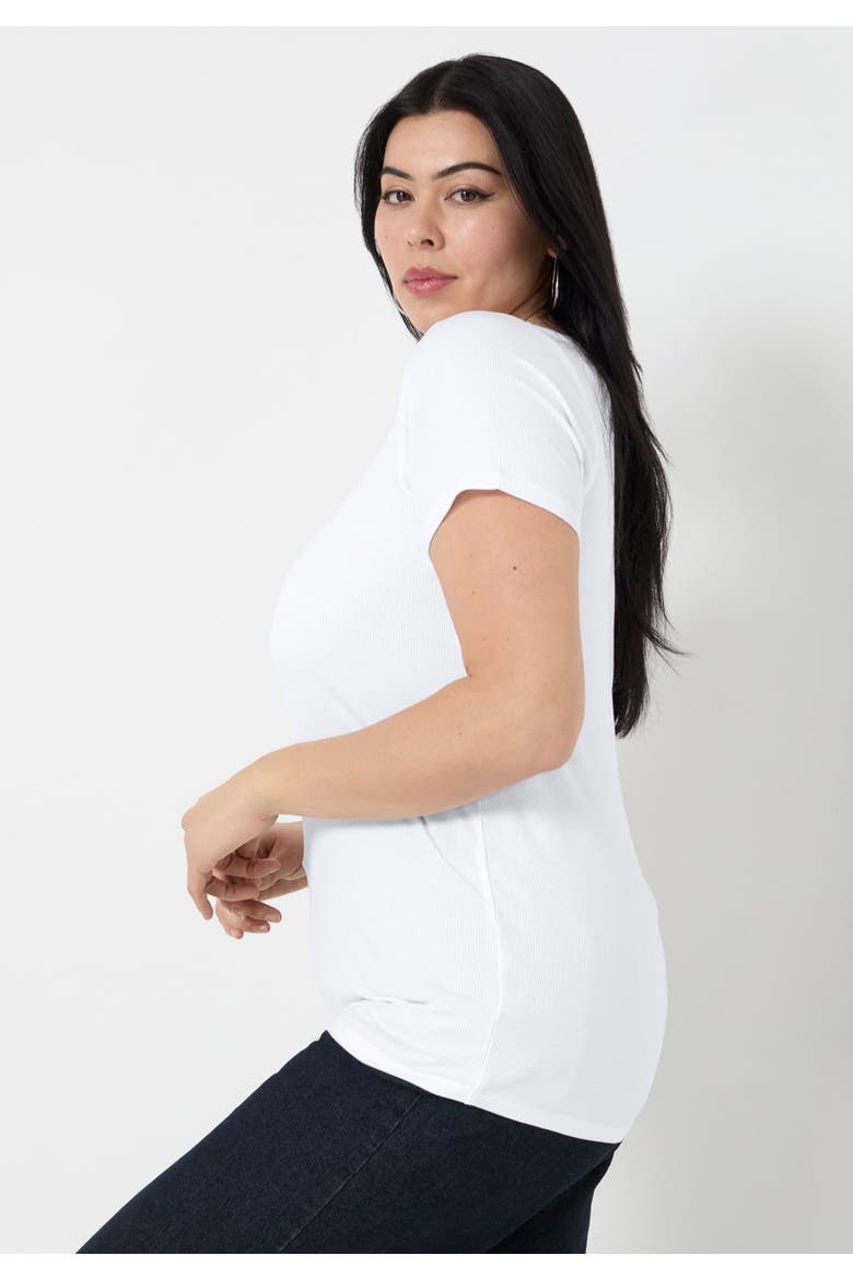 Ribbed Scoopneck Top, Alternate, color, WHITE
