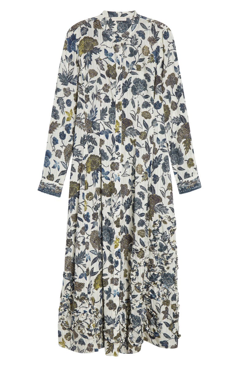 Ulla Johnson Laurentine Floral Print Long Sleeve Dress, Alternate, color, Porcelain