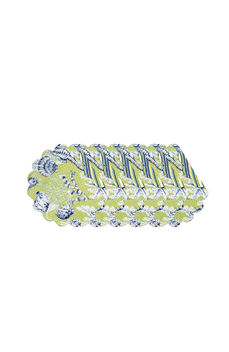 C&F Home Fenwick Isle Round Placemat Set of 6, Alternate, color, Green