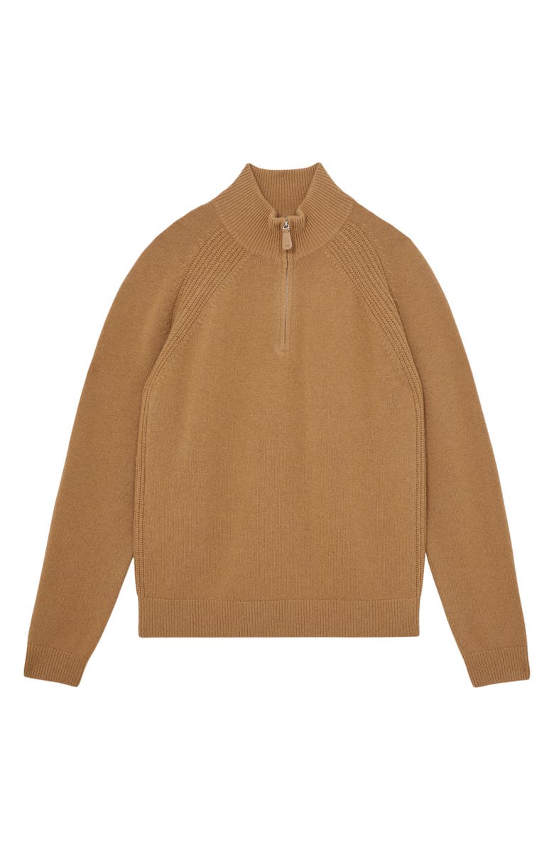 Reiss Charming Wool & Cashmere Half-Zip Sweater, Alternate, color, Camel