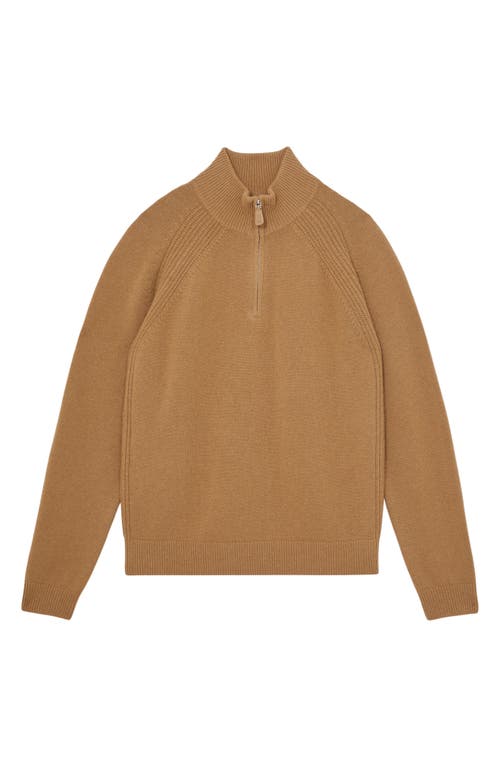 Reiss Charming Wool & Cashmere Half-zip Sweater In Brown
