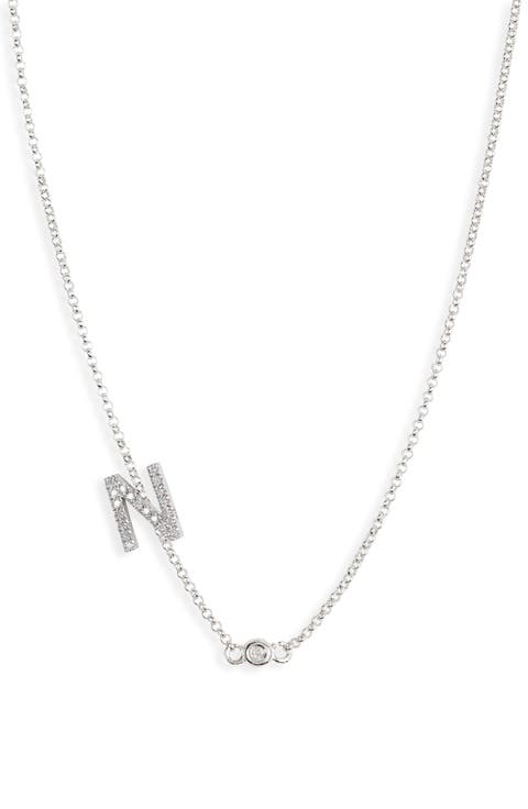 Bezel Diamond Initial Chain Necklace - 0.2ct.