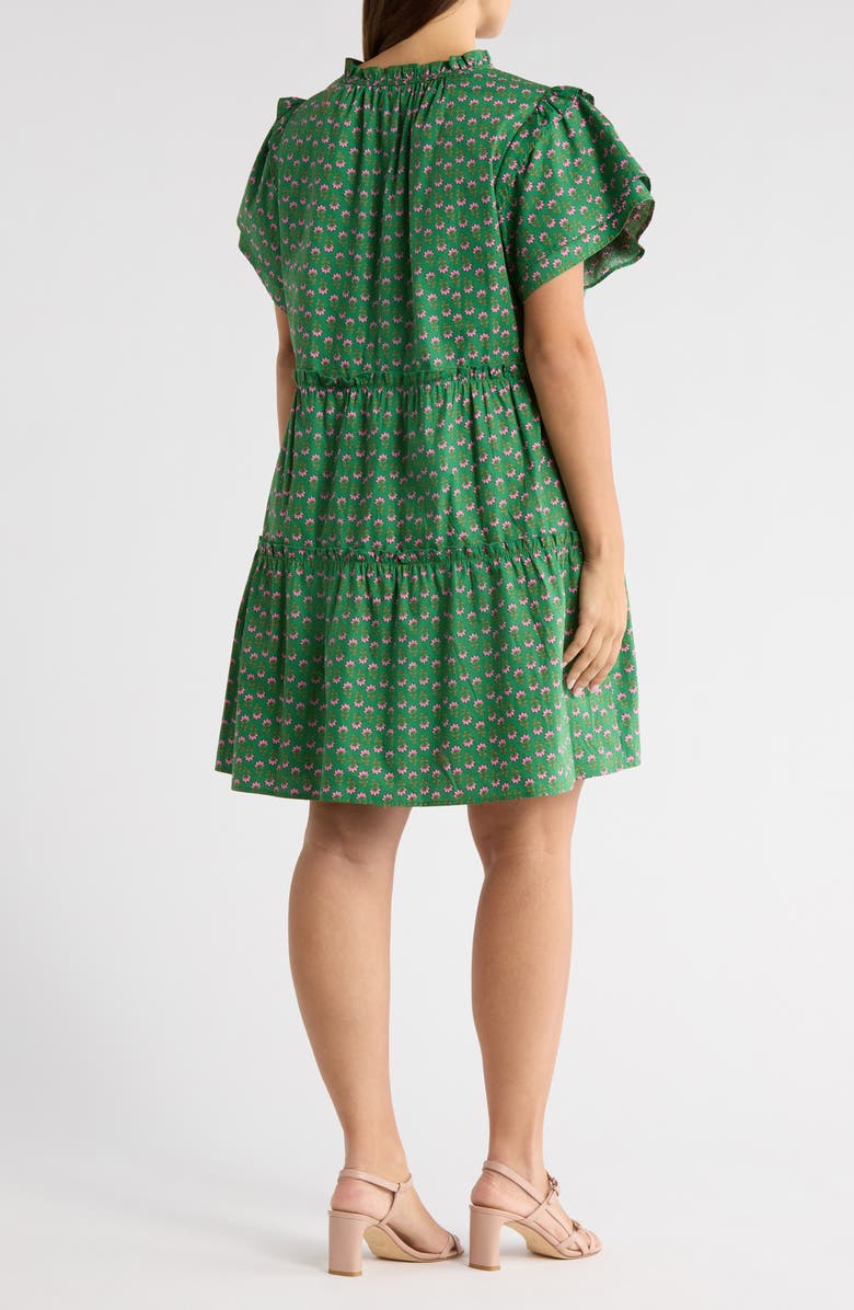 SUGARLIPS Isha Floral Print Tiered Minidress, Alternate, color, Kelly-Pink