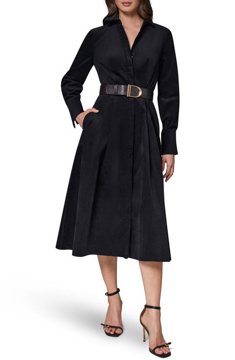Belted Corduroy Midi Shirtdress
