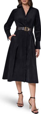 Donna Karan New York Belted Corduroy Midi Shirtdress