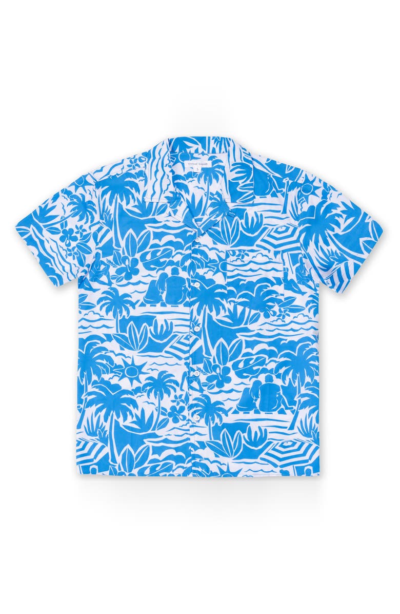 Vintage Summer Kids' Tropical Camp Shirt, Main, color, Blue