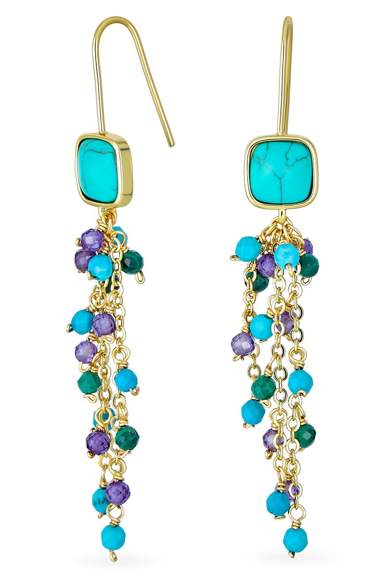 Cluster Bead Linear Earrings, Main, color, BLUE