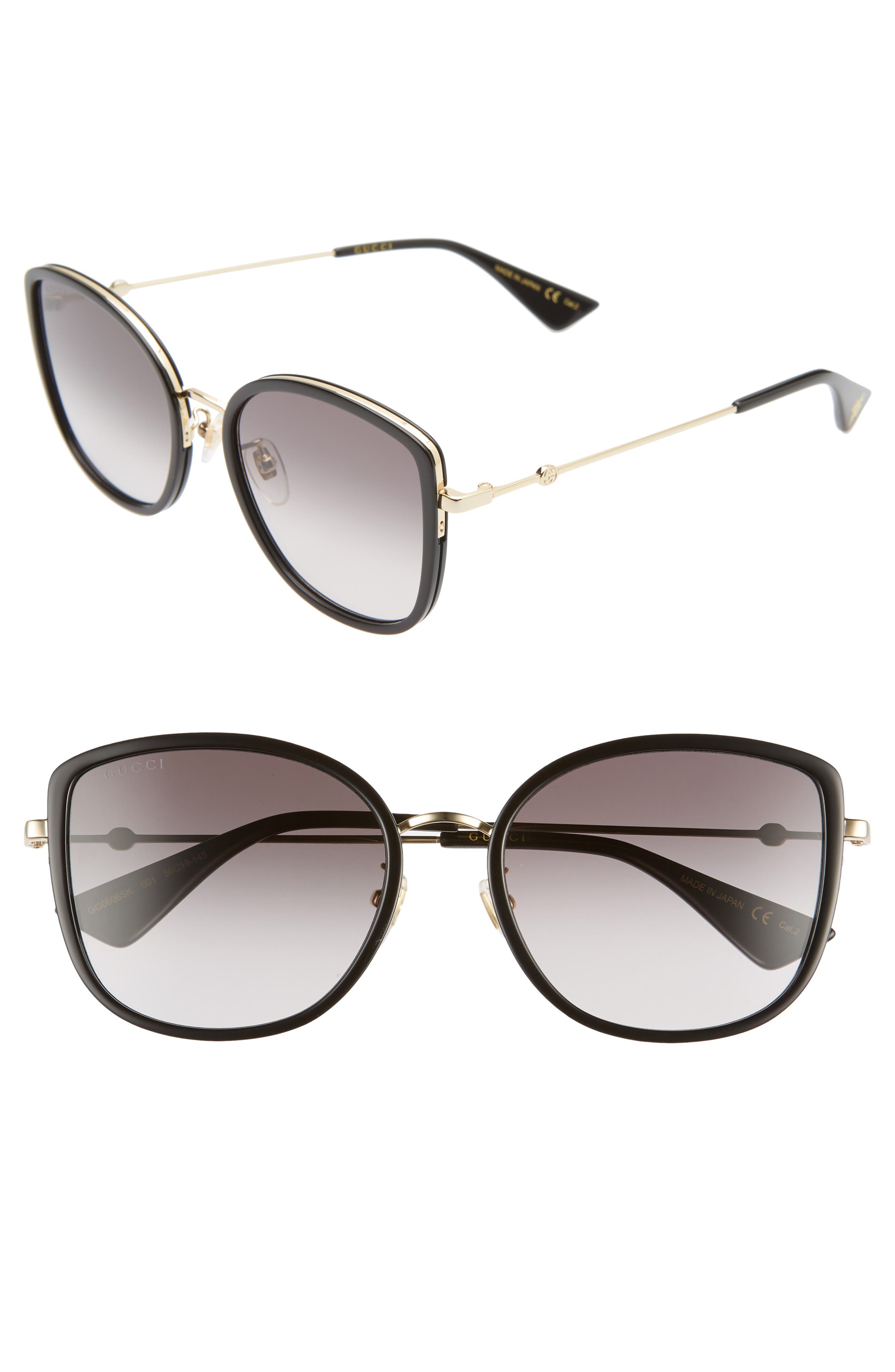 NWT Gucci GG1015SK-004-56 Black Gold Cat Eye 56mm Sunglasses Gucci 56MM Cat-Eye Sunglasses | Saks Fifth Avenue main image 4