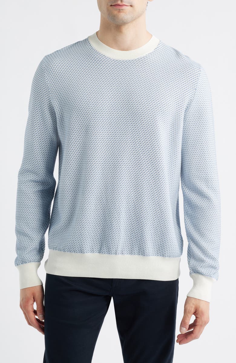 BOSS Umino Silk & Cotton Blend Sweater, Main, color, Open White