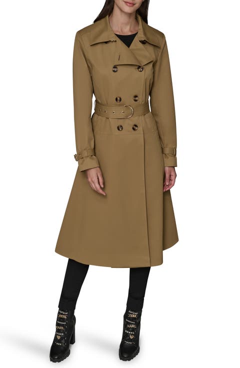 Double Breasted Skirted Trench Coat