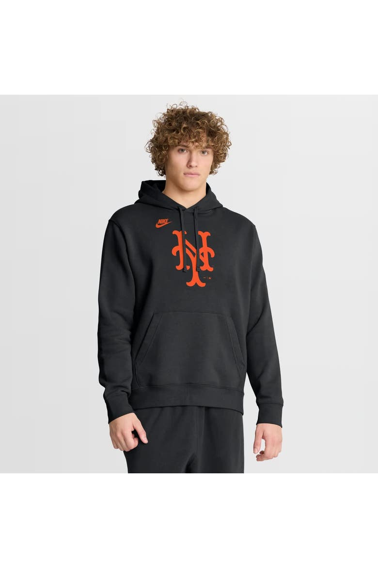 Men's Nike Black New York Mets Cooperstown Collection Logo Club Hoodie, Main, color, Black