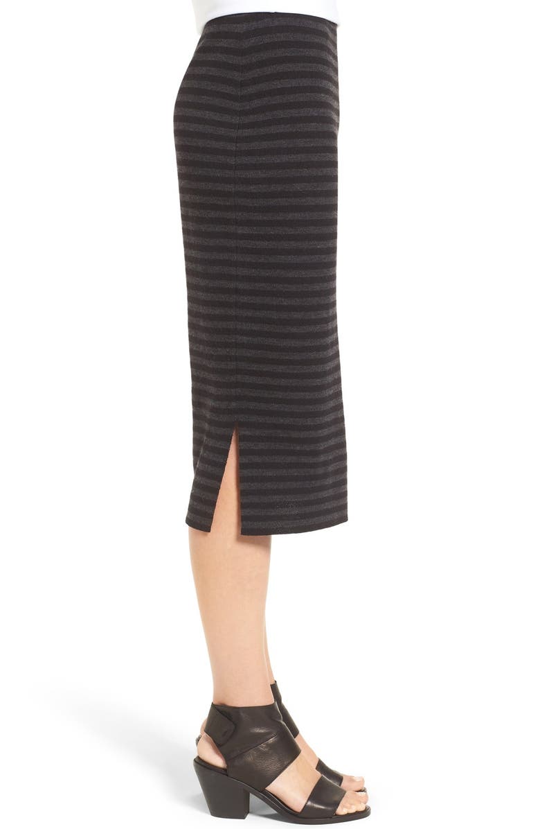 Eileen Fisher Merino Wool Blend Double Knit Stripe Pencil Skirt, Alternate, color, 