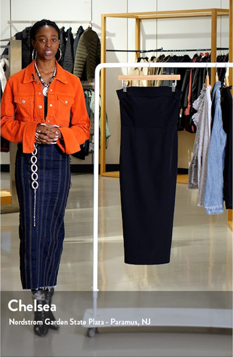 Echo Strapless Crepe Midi Sheath Dress, sales video thumbnail