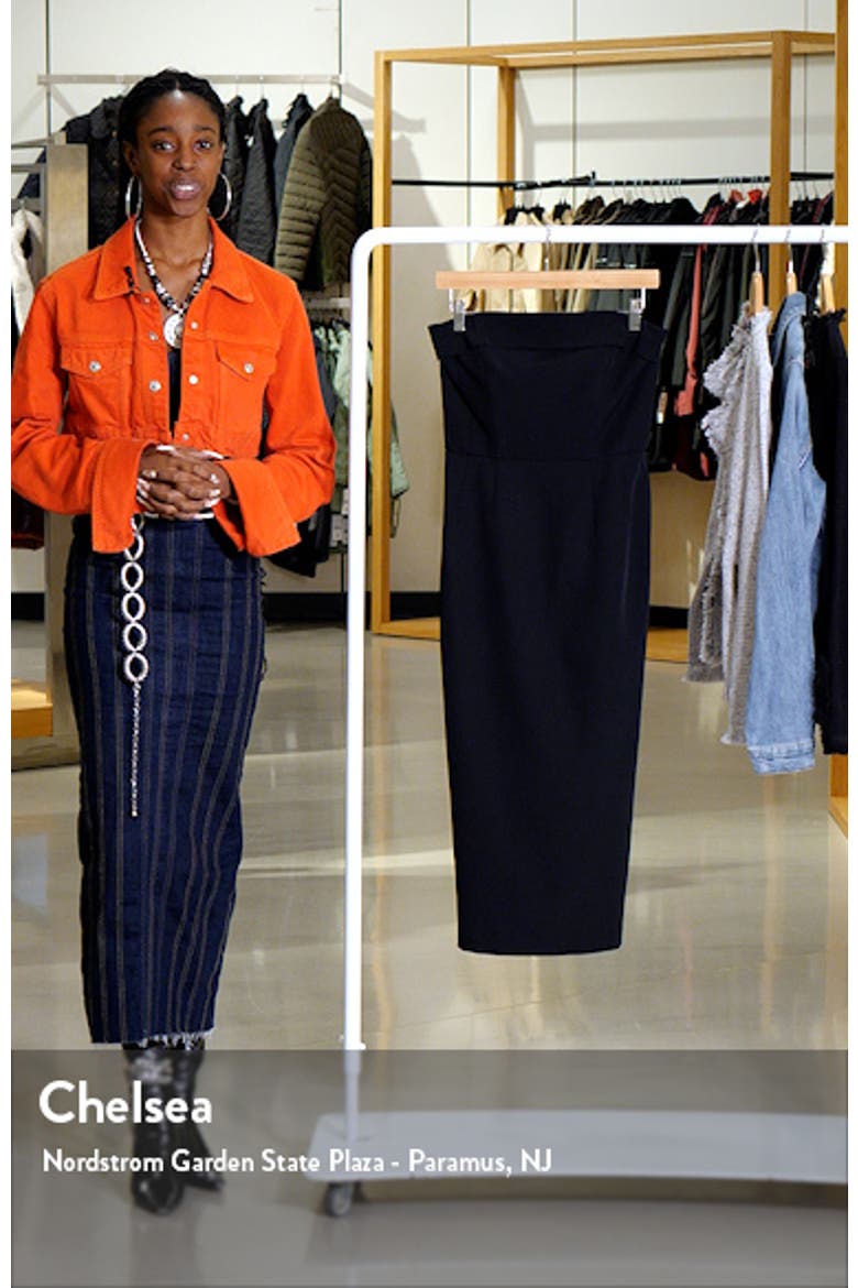 Echo Strapless Crepe Midi Sheath Dress video
