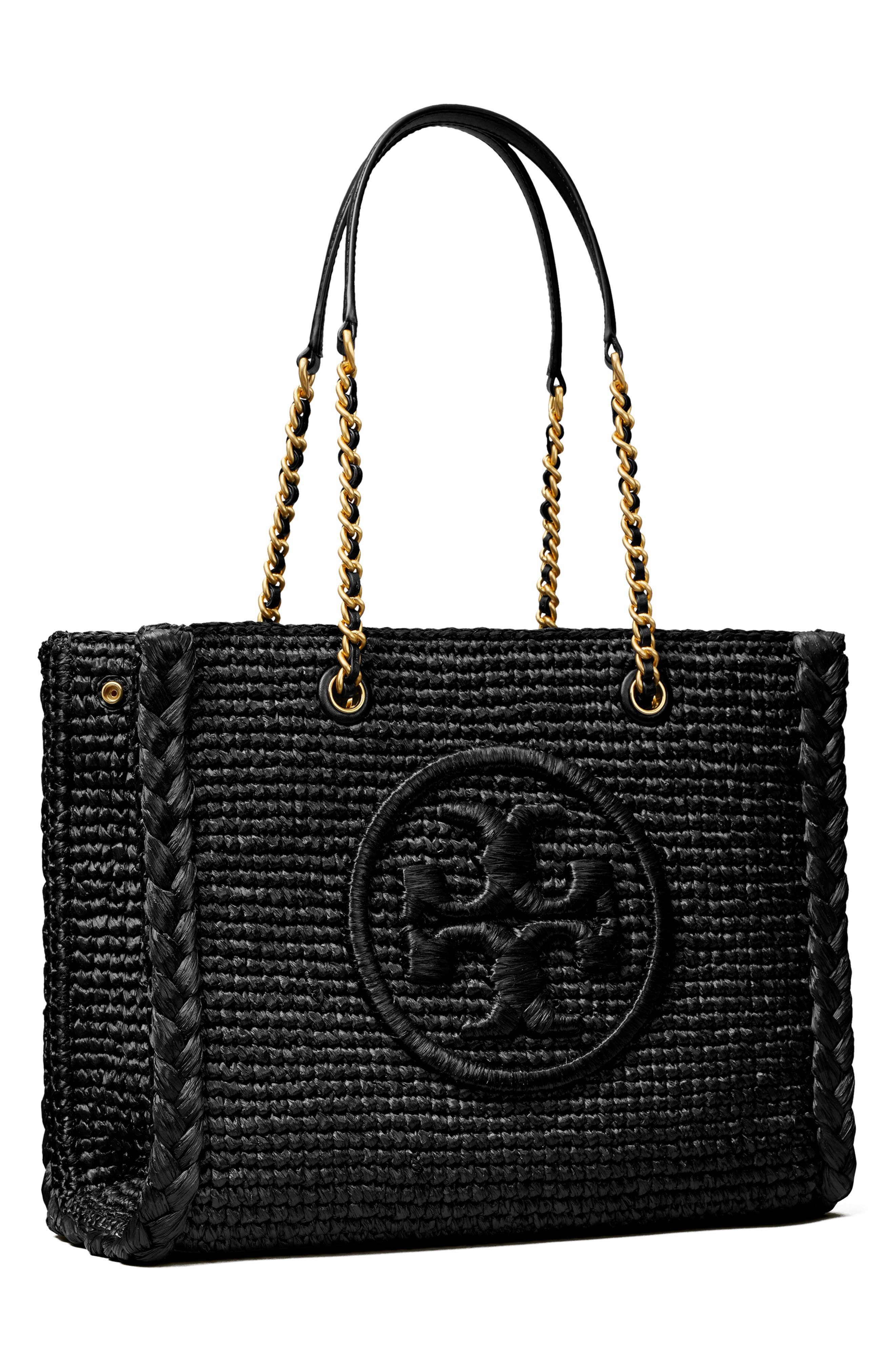 Tory Burch Small Ella Raffia Mélange Chain Tote, Alternate, color, 