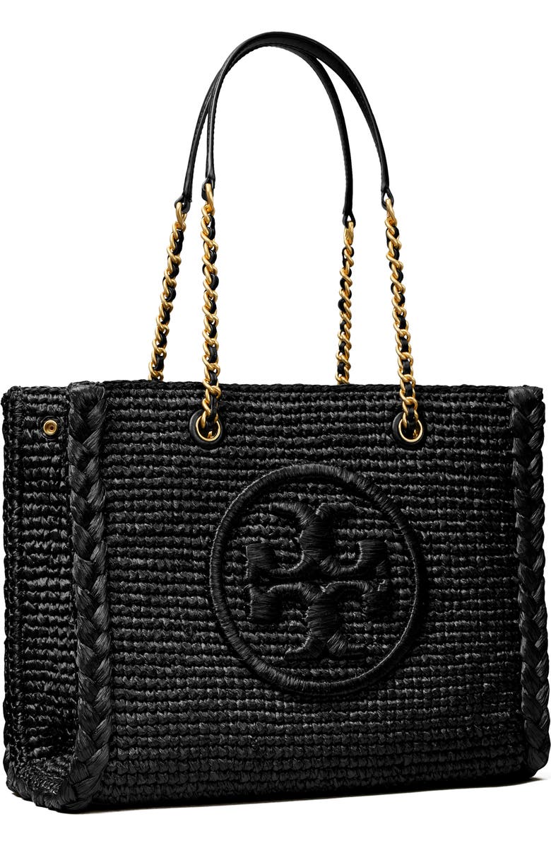 Tory Burch Small Ella Raffia Mélange Chain Tote, Alternate, color,