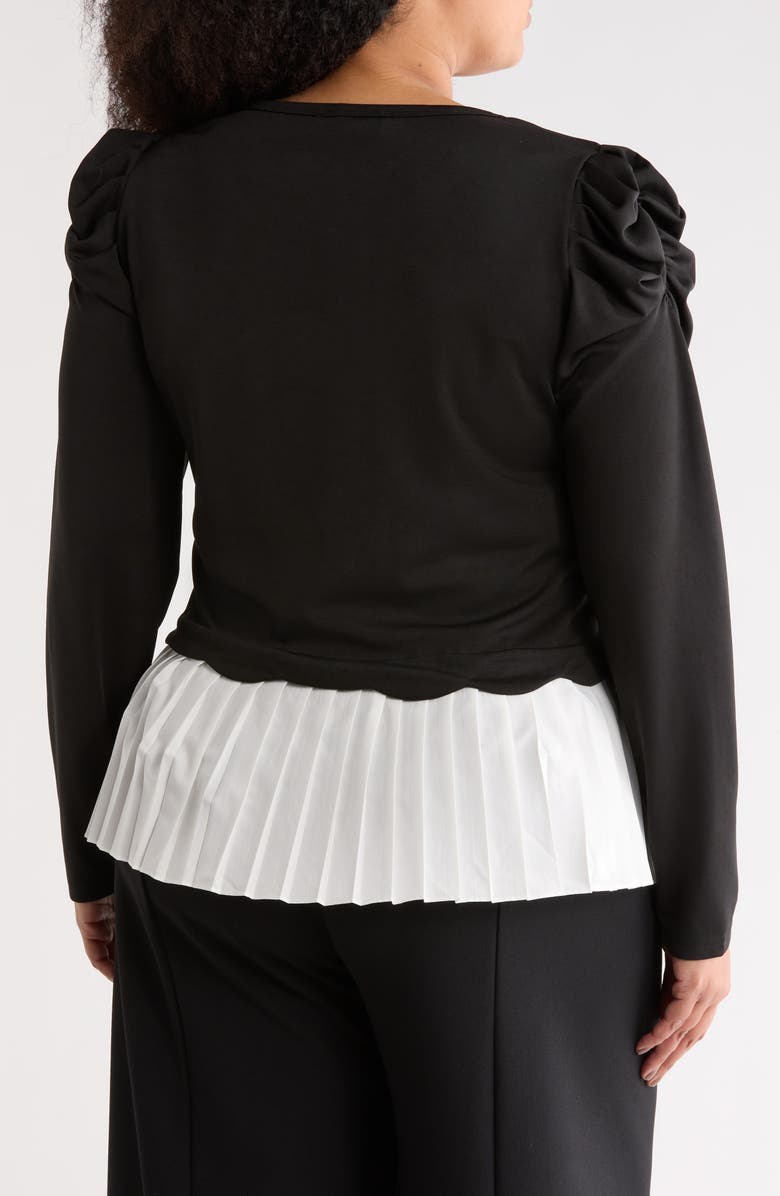 BY DESIGN Pria Long Sleeve Twofer Top, Alternate, color, Black/ White