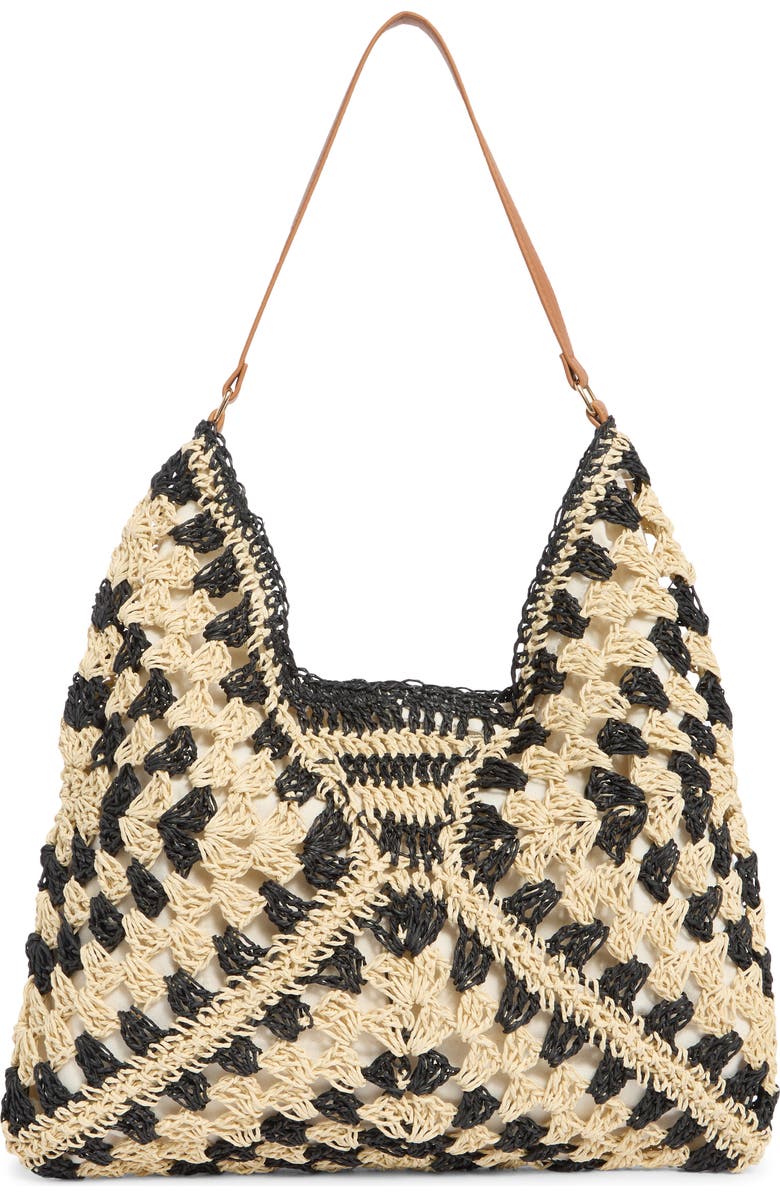 Dolce Vita Bloom Straw Shoulder Bag, Main, color, Black/ Natural