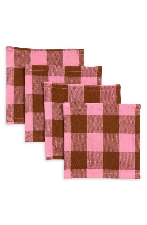 Candy Gingham Set of 4 Cocktail Napkins