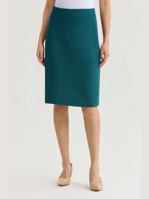 Tonal Grid Straight Knit Skirt