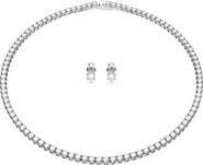 Swarovski Matrix Crystal Tennis Necklace & Stud Earrings Set