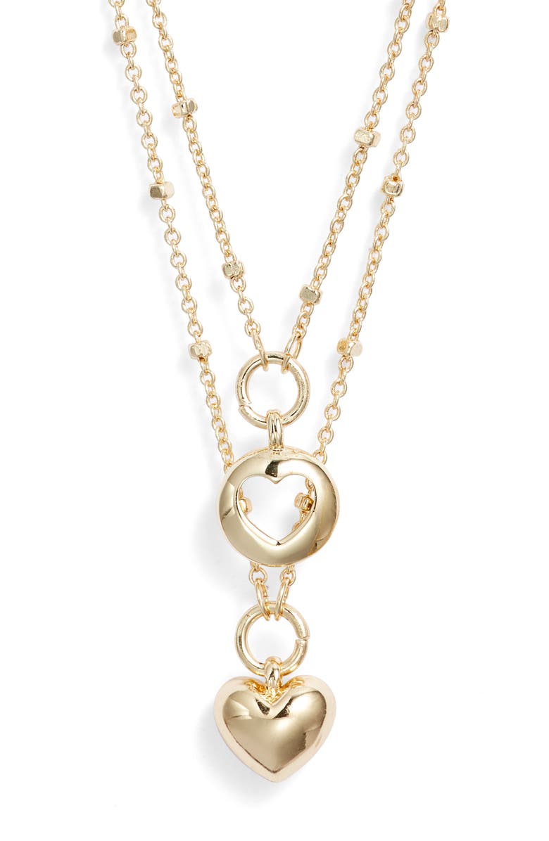 Chelsea28 Set of Two Demi Fine Mommy & Me Puffed Heart Pendant Necklaces, Alternate, color, Gold