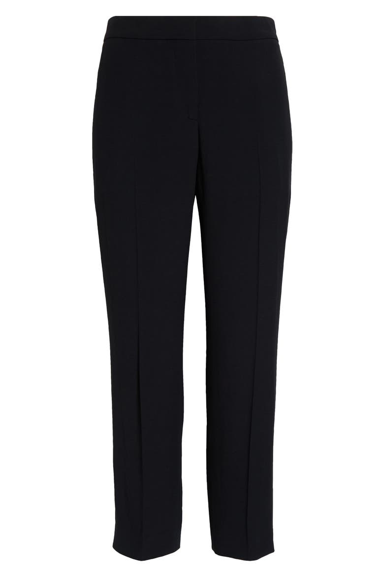 Leaf Crepe Cigarette Ankle Pants, Alternate, color, BLACK