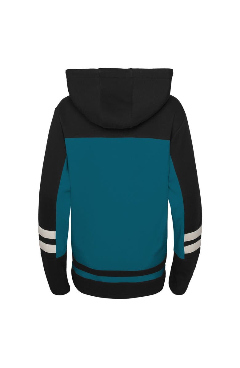 Outerstuff Youth Teal San Jose Sharks Ageless Revisited Lace-Up V-Neck Pullover Hoodie, Alternate, color, 