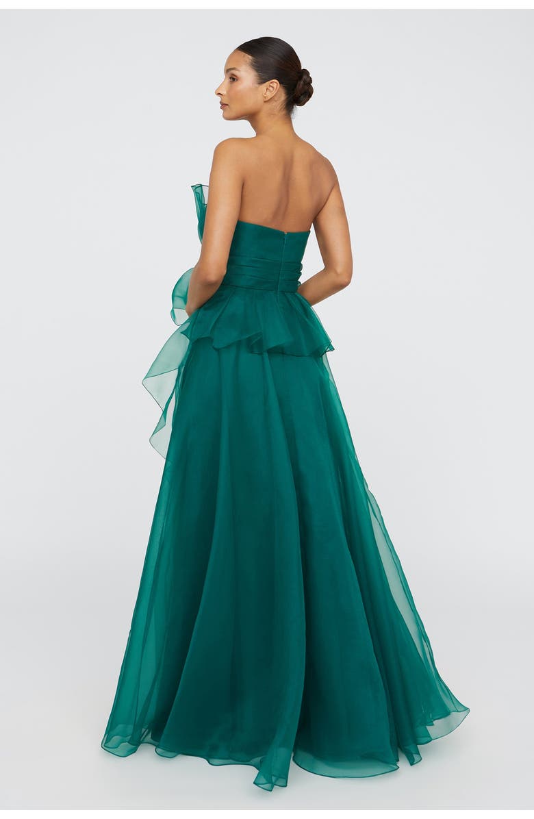 Theia Georgia Fan Bodice Gown, Alternate, color, Emerald