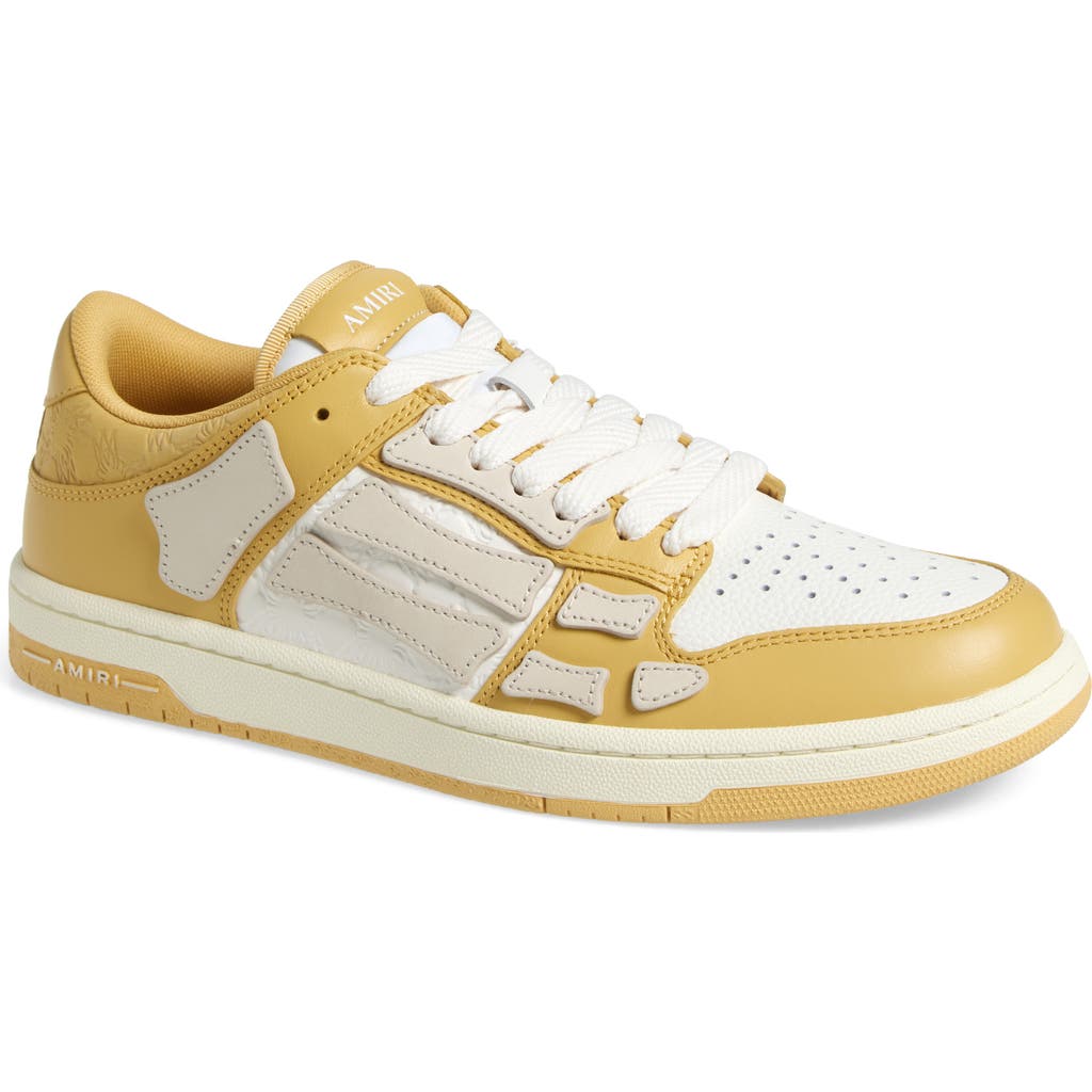 Amiri Yellow Debossed Ma Quad Skel Top Low Sneakers In Champagne