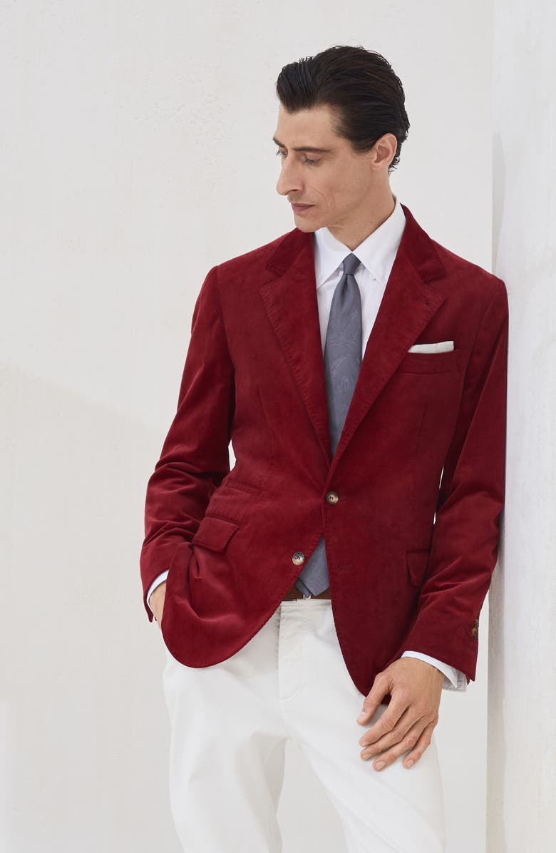 Brunello Cucinelli Velvet blazer, Alternate, color, Purple-Red