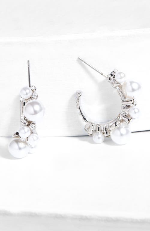 Saachi Mixed Pearl & Crystal Hoop Earrings In Metallic