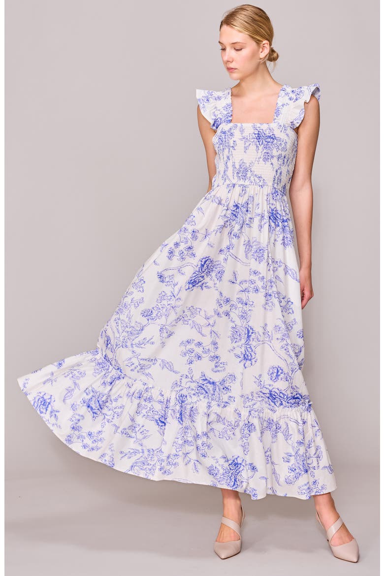 Floral Print Maxi Dress, Alternate, color, IVORY/ BLUE