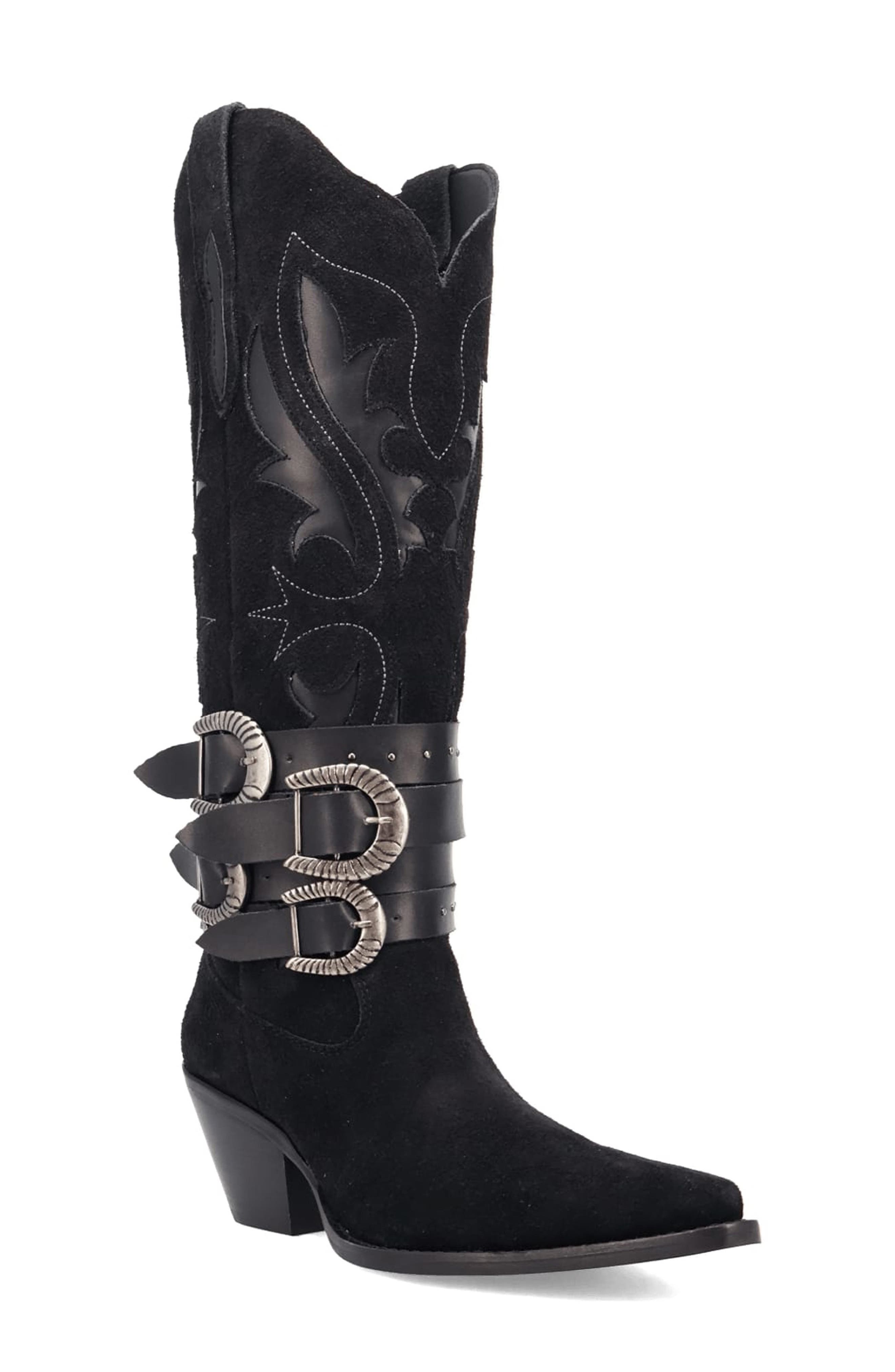 Dingo Buck Wild Knee High Western Boot, Main, color, Black