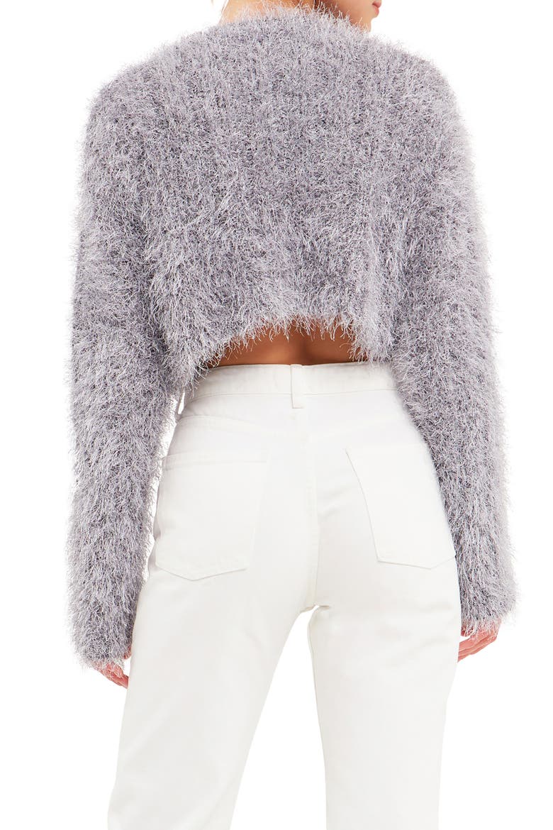 Feathered Crop Sweater, Alternate, color, CHARCOAL