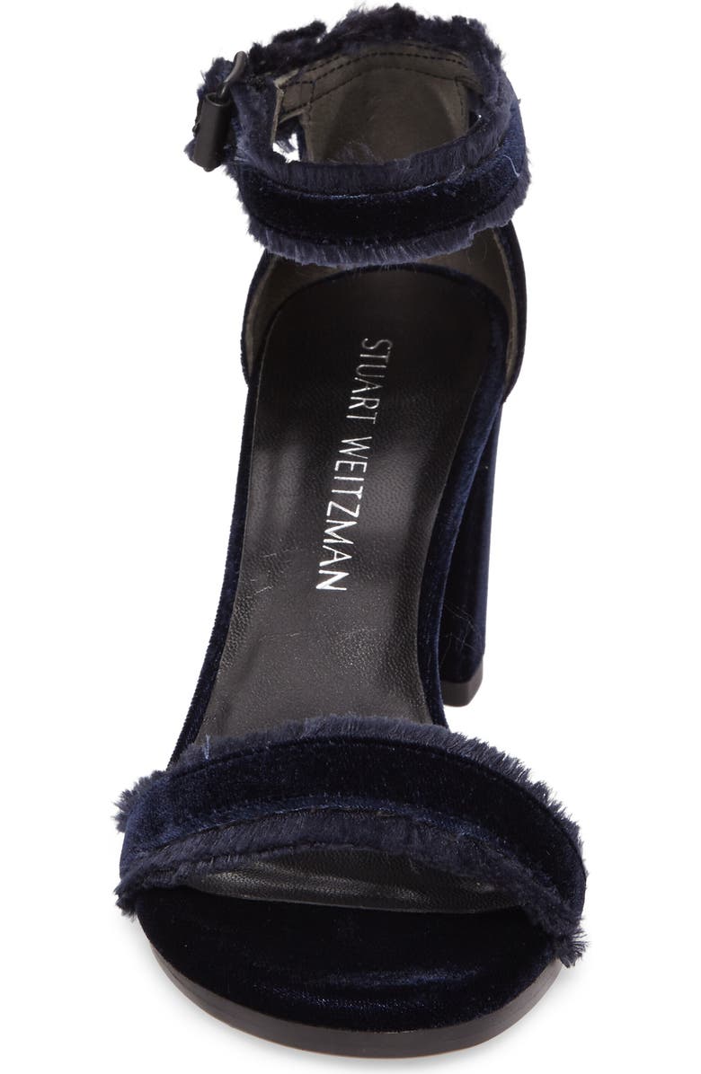 Stuart Weitzman Frayed Ankle Strap Sandal, Alternate, color,