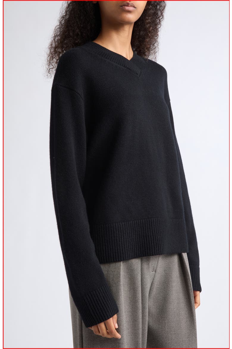 Mari Wool & Cashmere V-Neck Sweater, Alternate, color, BLACK