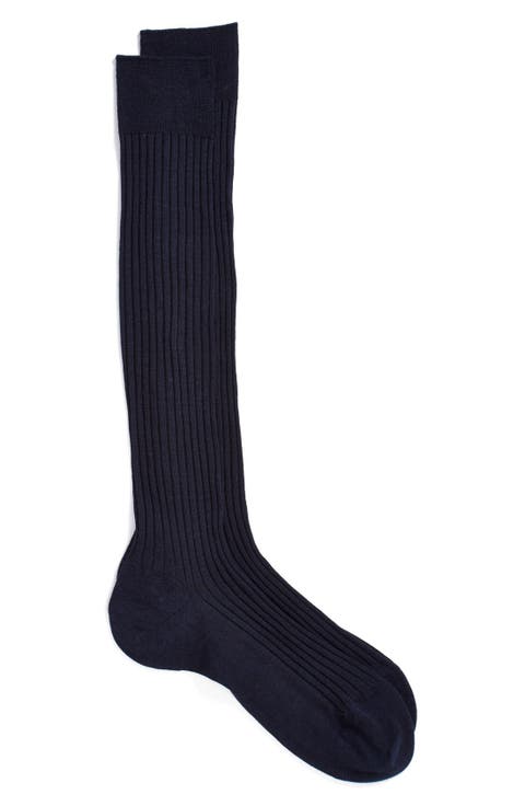 Merino Wool Blend Over-the-Knee Dress Socks