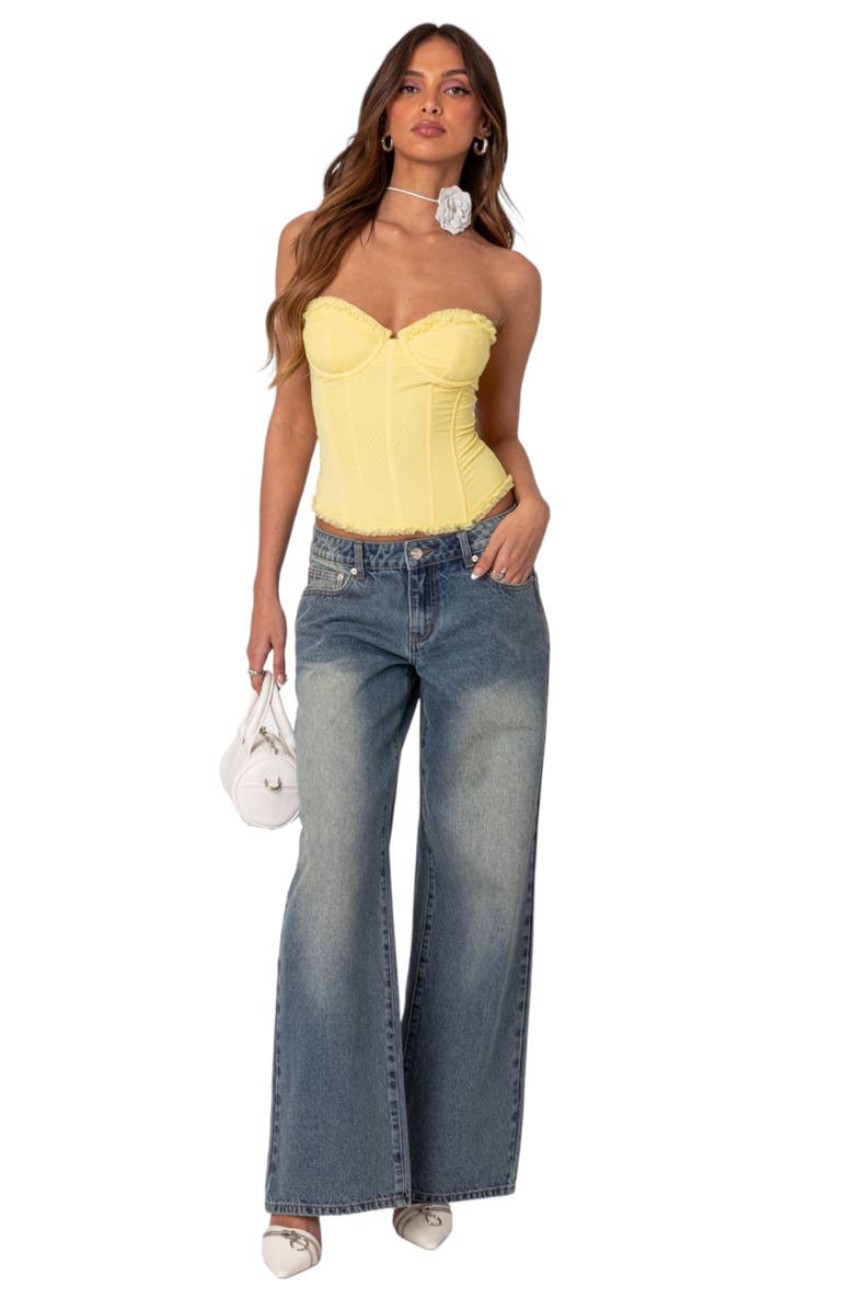 EDIKTED Deirdre Mesh Corset Top, Alternate, color, Yellow