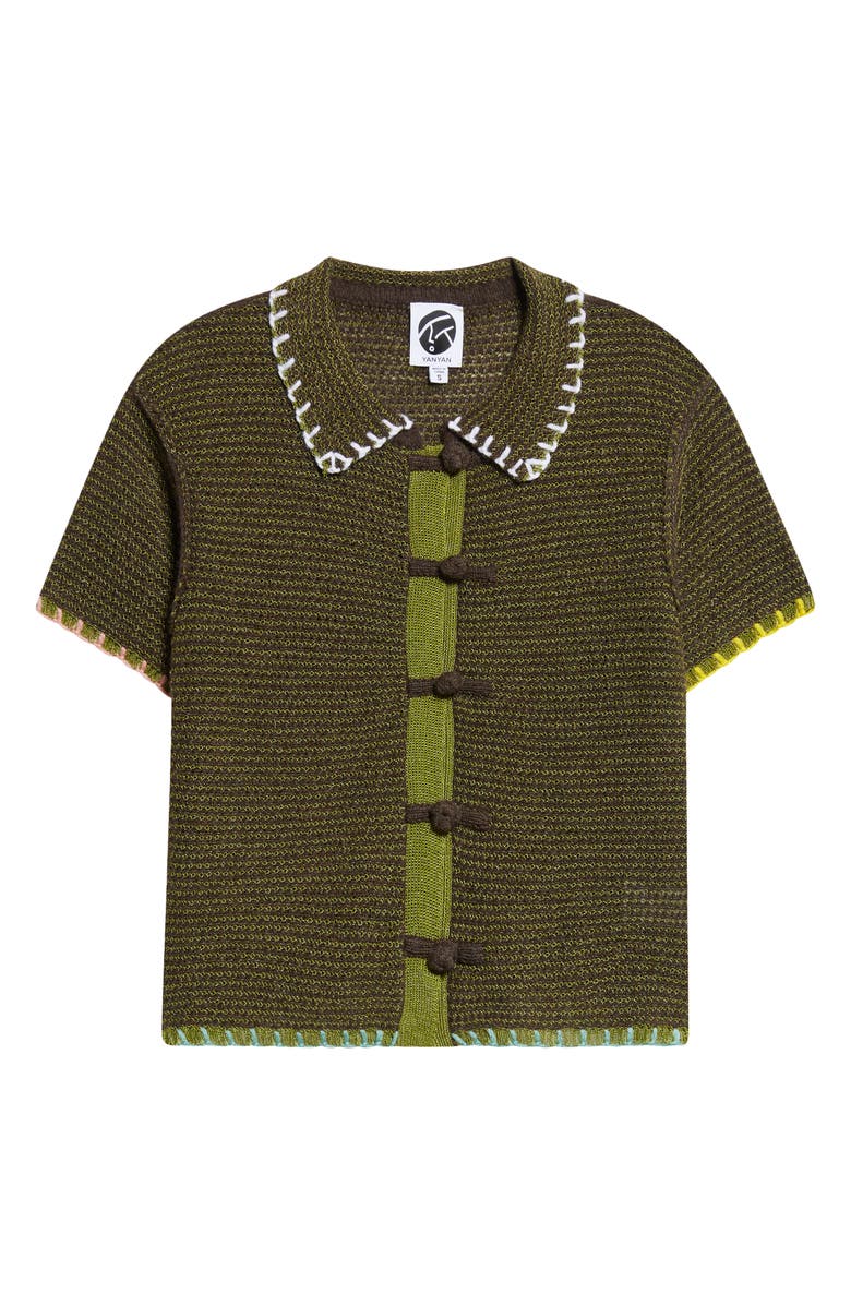 YanYan Netty Lambswool Blend Button-Up Shirt, Alternate, color, Olive/ Porcupine