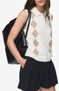 MANGO Diamond Print Polo Vest