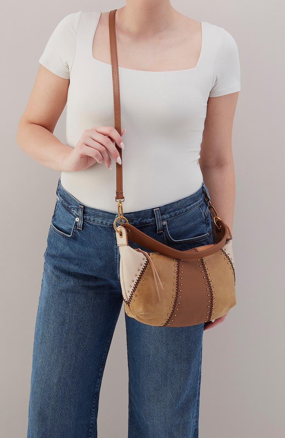 HOBO Mini Opal Leather Shoulder Bag, Alternate, color, Timber Brown