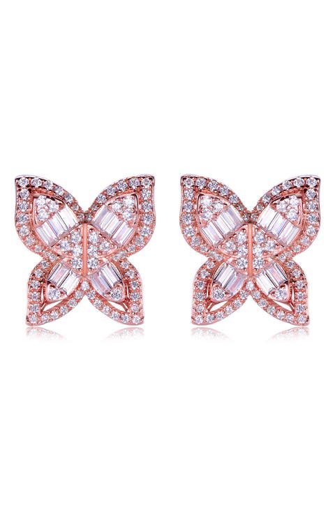 Cubic Zirconia Butterfly Stud Earrings