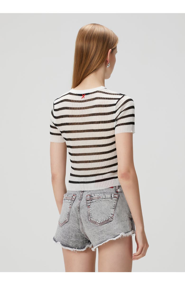 PCFG Striped Short Sleeve Knit Top, Alternate, color, Black