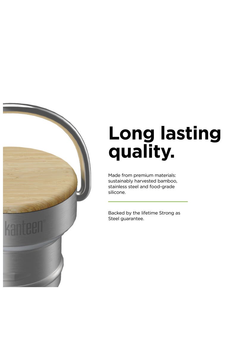 12oz Classic Insulated Water Bottle - Reflect with wooden Cap, Alternate, color, Silver