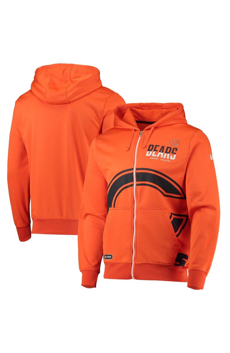 New Era Men's New Era Orange Chicago Bears Drill Combine Authentic Full-Zip Hoodie Jacket, Alternate, color,