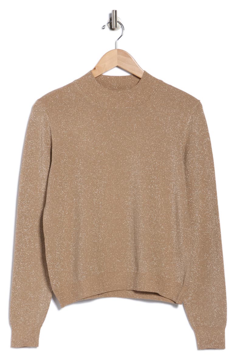 T Tahari Metallic Mock Neck Sweater, Alternate, color,