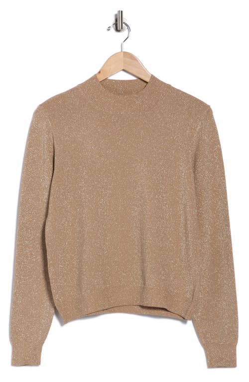 T Tahari Metallic Mock Neck Sweater In Neutral