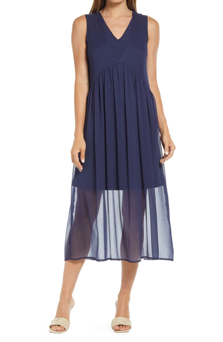 Halogen<sup>®</sup> Double V Layered Chiffon Dress, Main, color, 